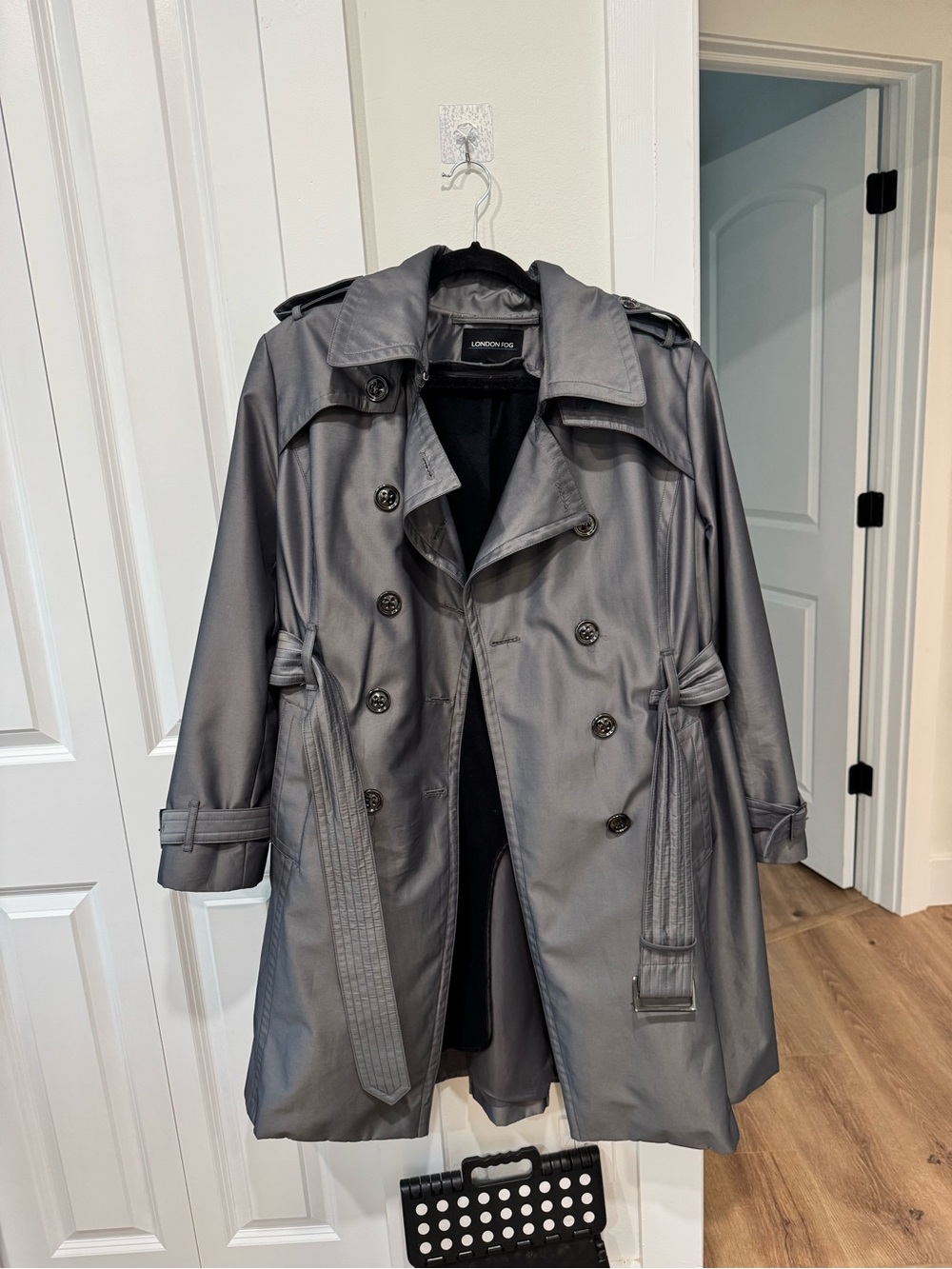 London Fog Gray Double-Breasted Trench Coat